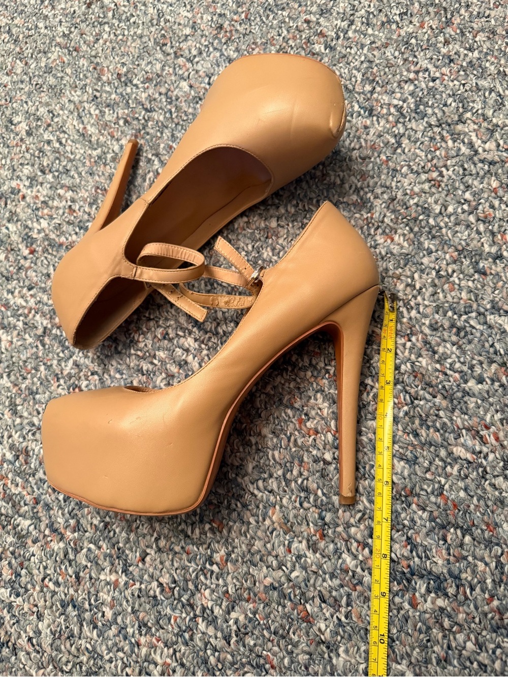 Only maker 6 inch high heels size 15 nude tan matte pleather